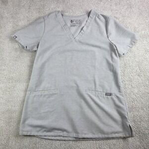 Figs Casma Three Pocket‎ Scrub Top Women's Sz S Space Gray
